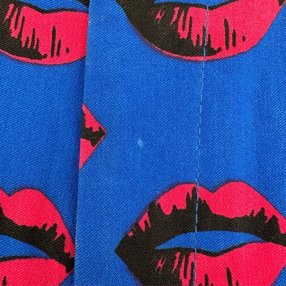 Nasty Gal Blue Lip Print Skinny Pants Y2K Made in USA XXS - Picture 9 of 9